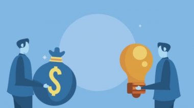 iş adamları ve para çantasıyla finansal animasyon