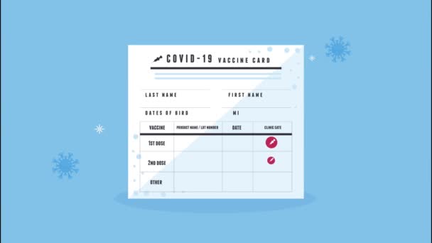 Covid19 vaccine card document animation — Stock Video