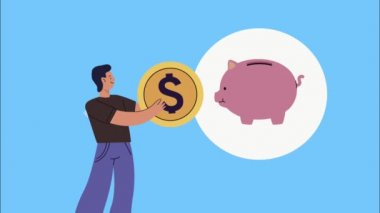 Para ve domuz animasyonuyla başarılı adam.