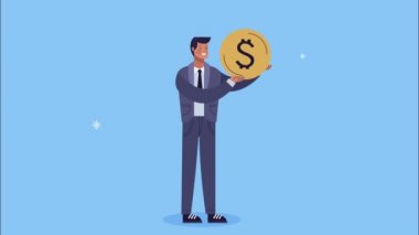 Bozuk para animasyonlu başarılı adam