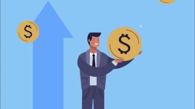 Bozuk paralarla başarılı adam animasyonu