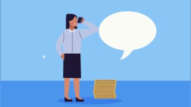 Akıllı telefon ve bozuk paralarla başarılı bir kadın.