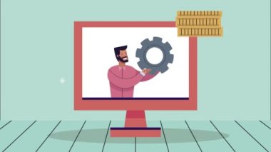 Masaüstünde dişli başarılı adam