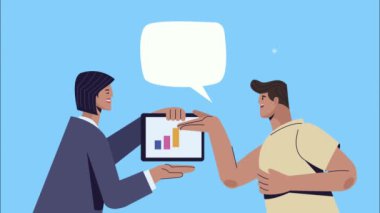 Tablette istatistikleri olan genç çift