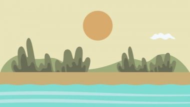 Bitkilerle dolu deniz manzaralı plaj