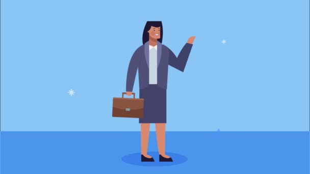 Mujer exitosa con animación de cartera — Vídeos de Stock