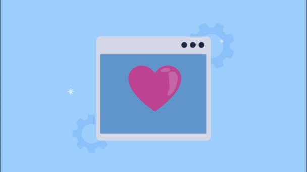 Hjärta kärlek i webbsidan mall — Stockvideo