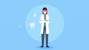 Kadın doktorla sağlık sigortası animasyonu