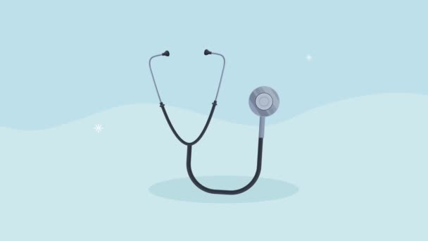 Medische animatie met stethoscoop — Stockvideo