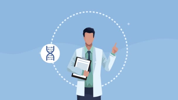 Healthcare medical animation with doctor and icons — Stock Video
