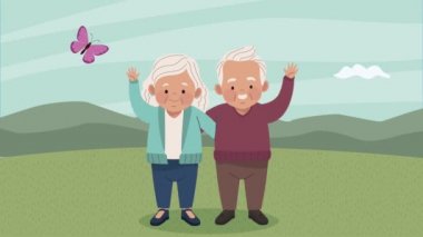 Kelebek animasyonlu yaşlı çift