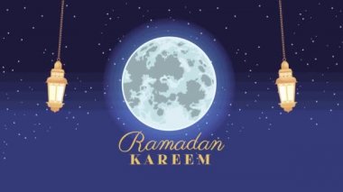 Fenerli ve dolunaylı ramadan kareem.