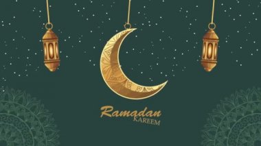 Ramazan Kareem 'de altın fenerler ve ay var.