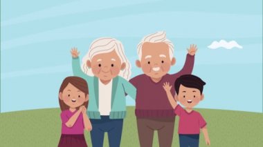 Büyük anne ve büyük baba çocuklu çift