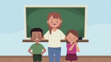 Öğretmen ve çocuklarla okul animasyonuna geri dön.