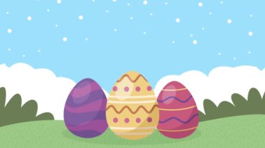 Mutlu Paskalya animasyonları ve kampta yumurtalar