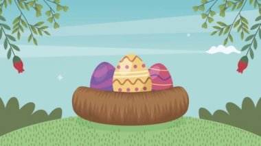 Mutlu Paskalya animasyonları Yuvada yumurtalar