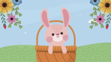 Mutlu Paskalya animasyonları Sepette tavşan