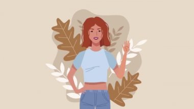 Hanımefendiyle mutlu kadınlar günü animasyonu ve çekip gitmesi.