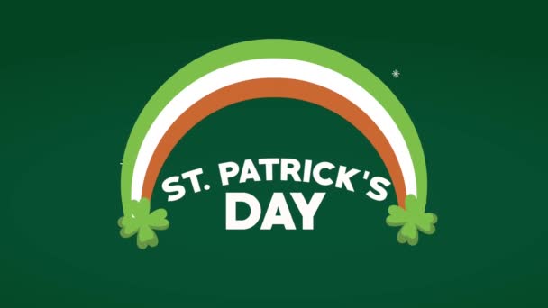 Santo patricks giorno lettering con bandiera irlandese arcobaleno — Video Stock