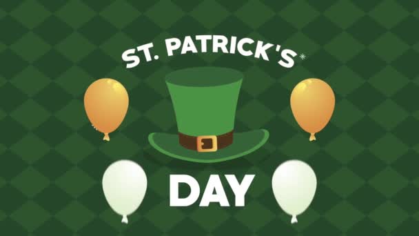 Saint patricks jour lettrage avec tophat et ballons hélium — Video