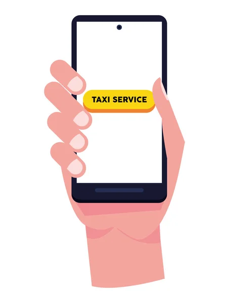 Main en utilisant l'application de taxi — Image vectorielle