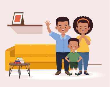 Afro çift ve oğlu yaşıyor.