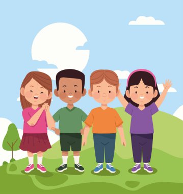 Kampta dört çocuk var.