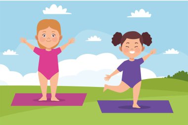 Kızlar jimnastik sahnesi çalışıyor.