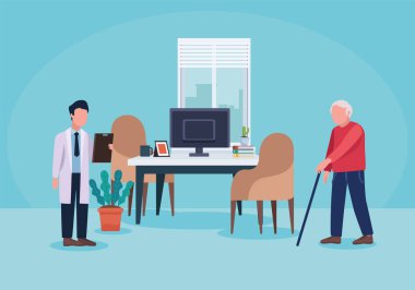 Yaşlı adam ve yaşlı doktor.