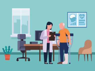 Kadın doktor ve yaşlı adam.