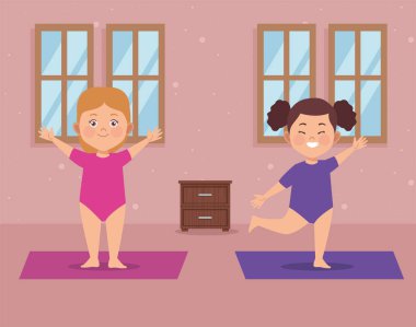 Kızlar jimnastik yapıyor.