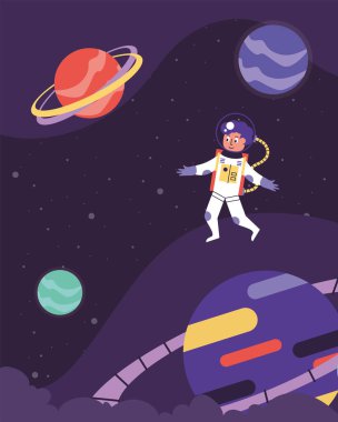 astronot ve gezegen uzayı