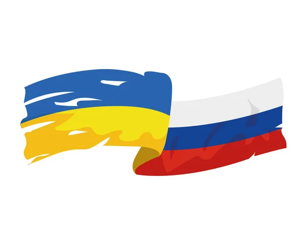 Banderas de Ucrania y Rusia — Vector de stock