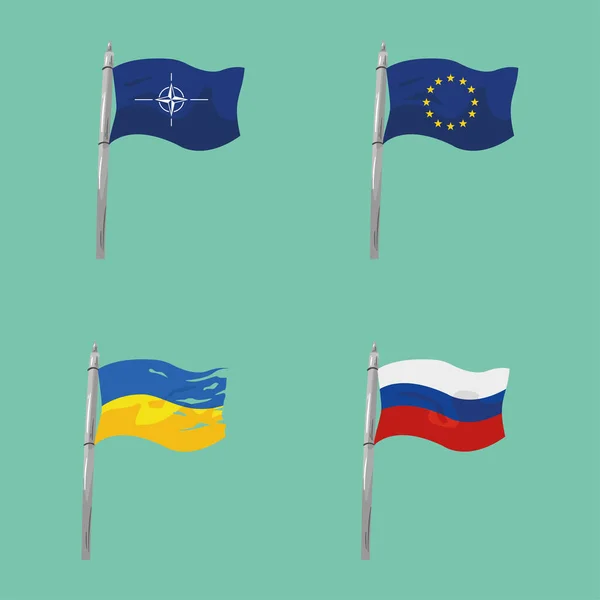 Cuatro banderas de guerra ucranianas — Vector de stock