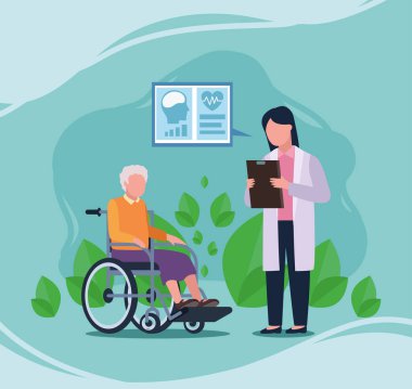 Yaşlı kadın ve kadın doktor.