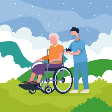 Yaşlı kadın ve bakıcı.