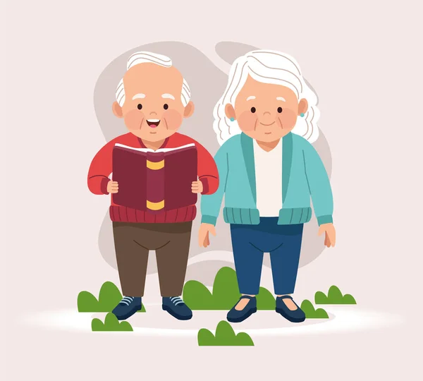 Eğitime devam eden yaşlı çift — Stok Vektör