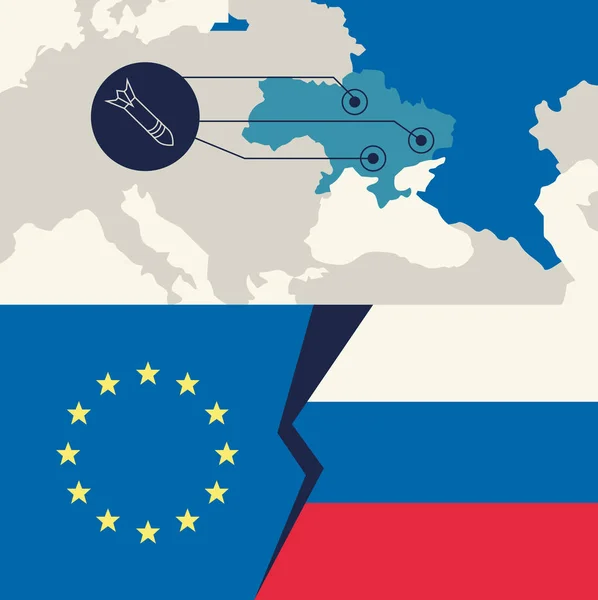 Banderas y mapas de Otan y Rusia — Vector de stock
