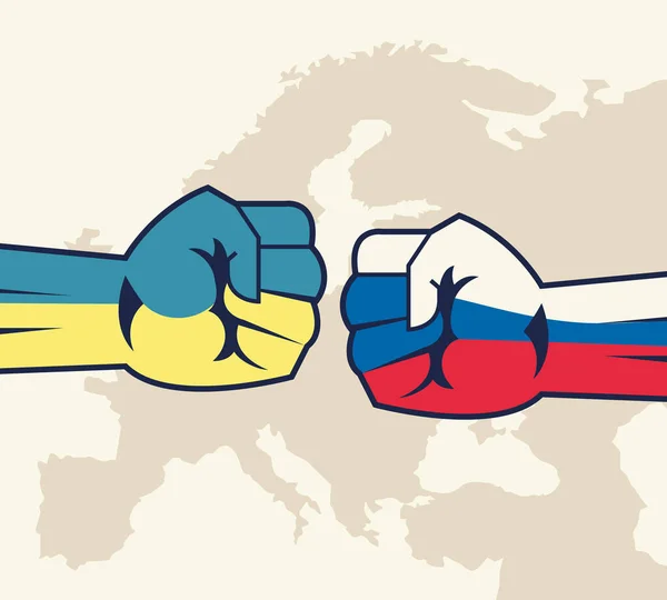 L'Ukraine et la Russie poings de guerre — Image vectorielle