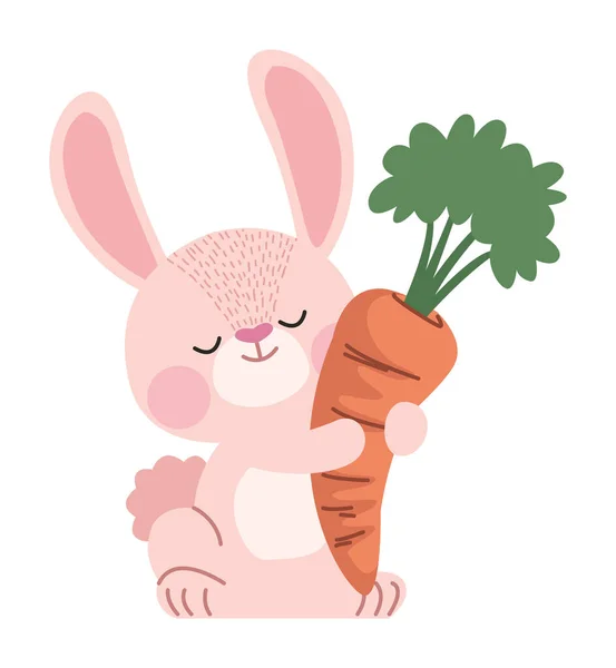 Lapin rose à la carotte — Image vectorielle