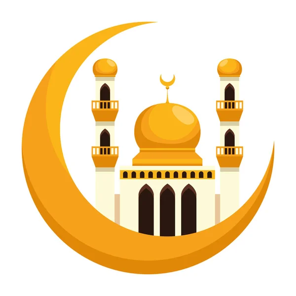 Mosquée et croissant de lune — Image vectorielle