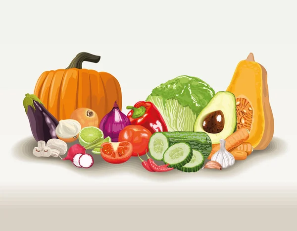 Färska grönsaker hälsosam mat — Stock vektor