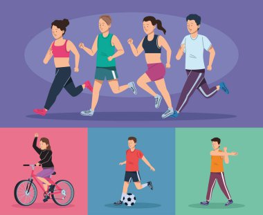 Spor yapan yedi kişi