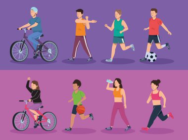 Spor yapan sekiz kişi