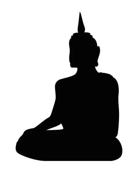Buddha Siyah Siluet — Stok Vektör