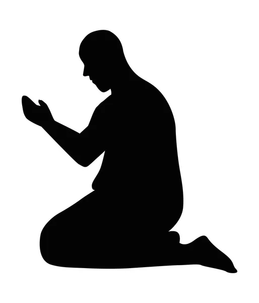 Buddhistischer Mönch meditiert Silhouette — Stockvektor