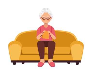 Yaşlı kadın örgü örüyor