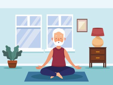 Yaşlı adam meditasyon yapıyor.