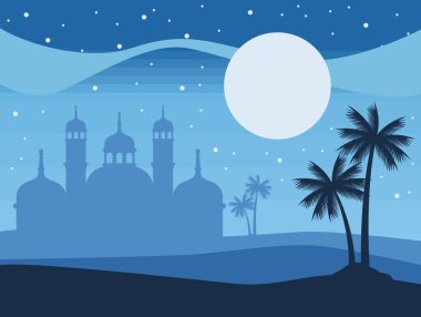 Gece sahnesindeki cami